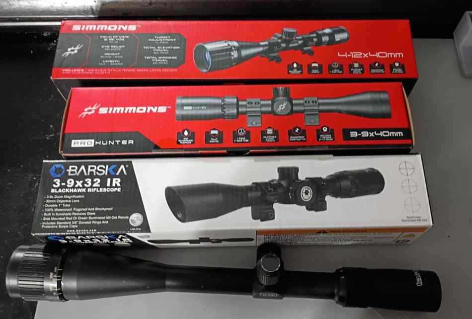 3 new rifle scopes and 1 used  for sale or trade 