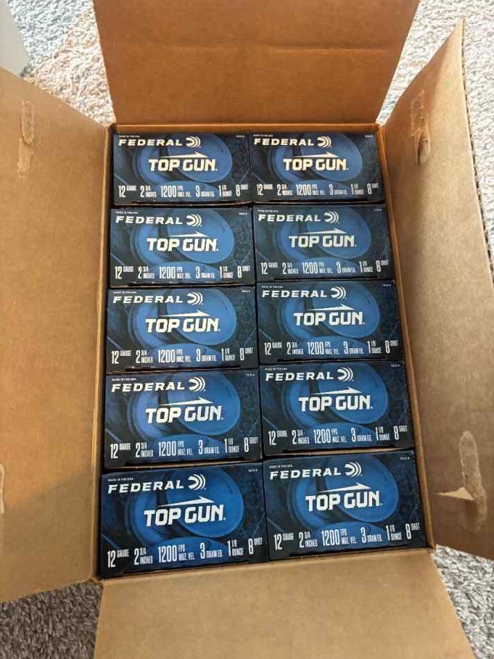 CASE OF 250 - Federal Top Gun 12 gauge 8 shot